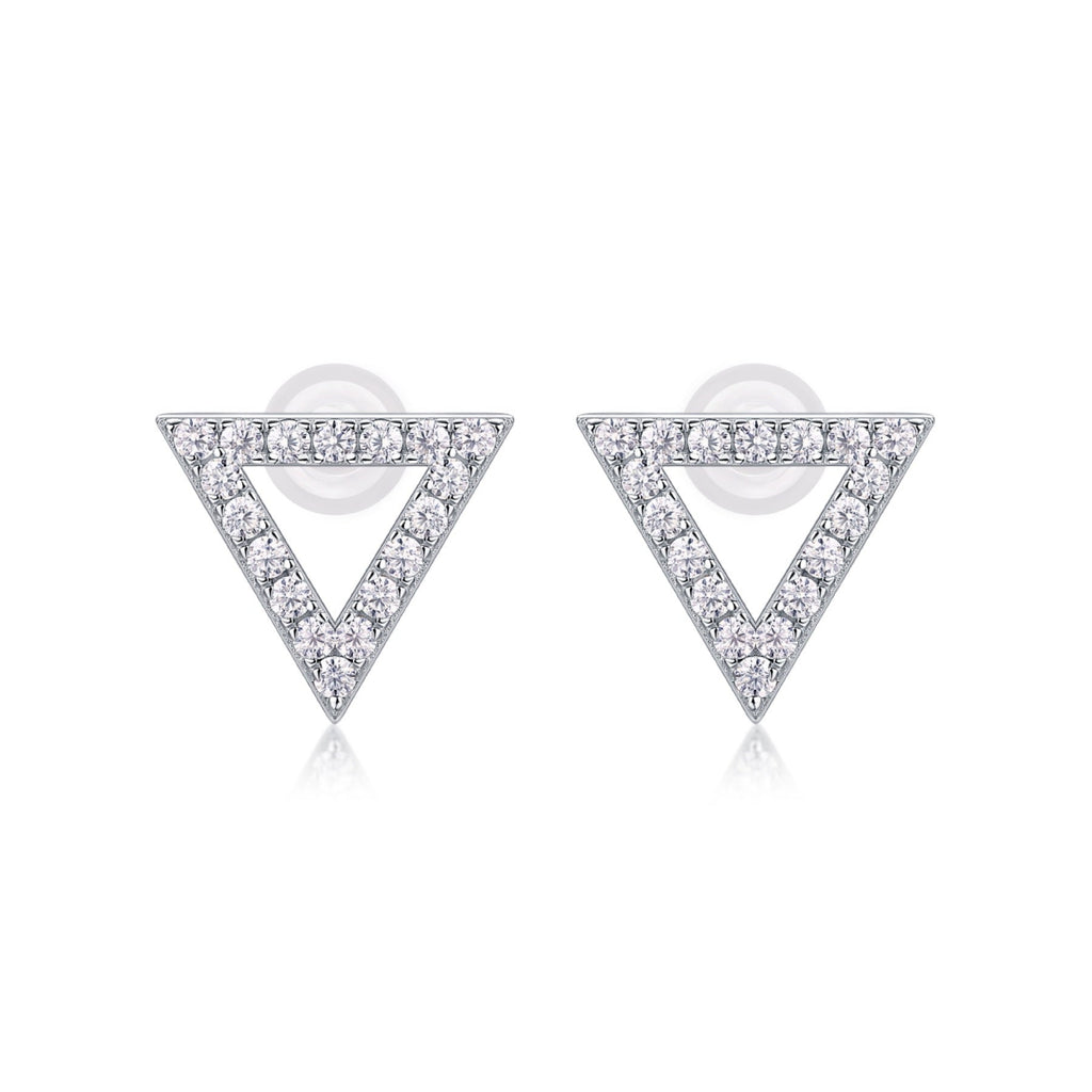 Apex Moissanite Triangle Stud Earrings in Sterling Silver