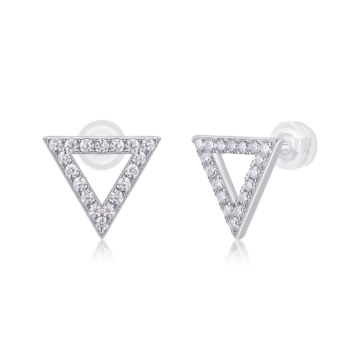 Apex Moissanite Triangle Stud Earrings in Sterling Silver