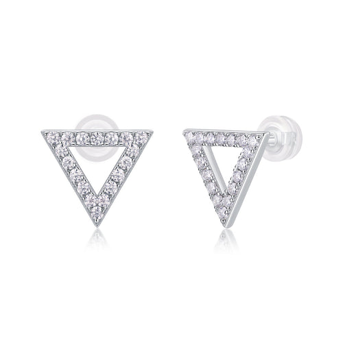 Apex Moissanite Triangle Stud Earrings in Sterling Silver
