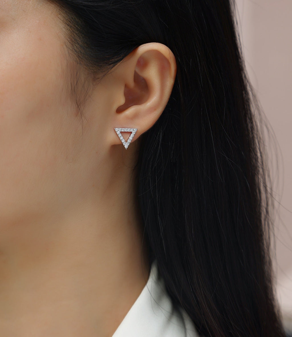 Apex Moissanite Triangle Stud Earrings in Sterling Silver