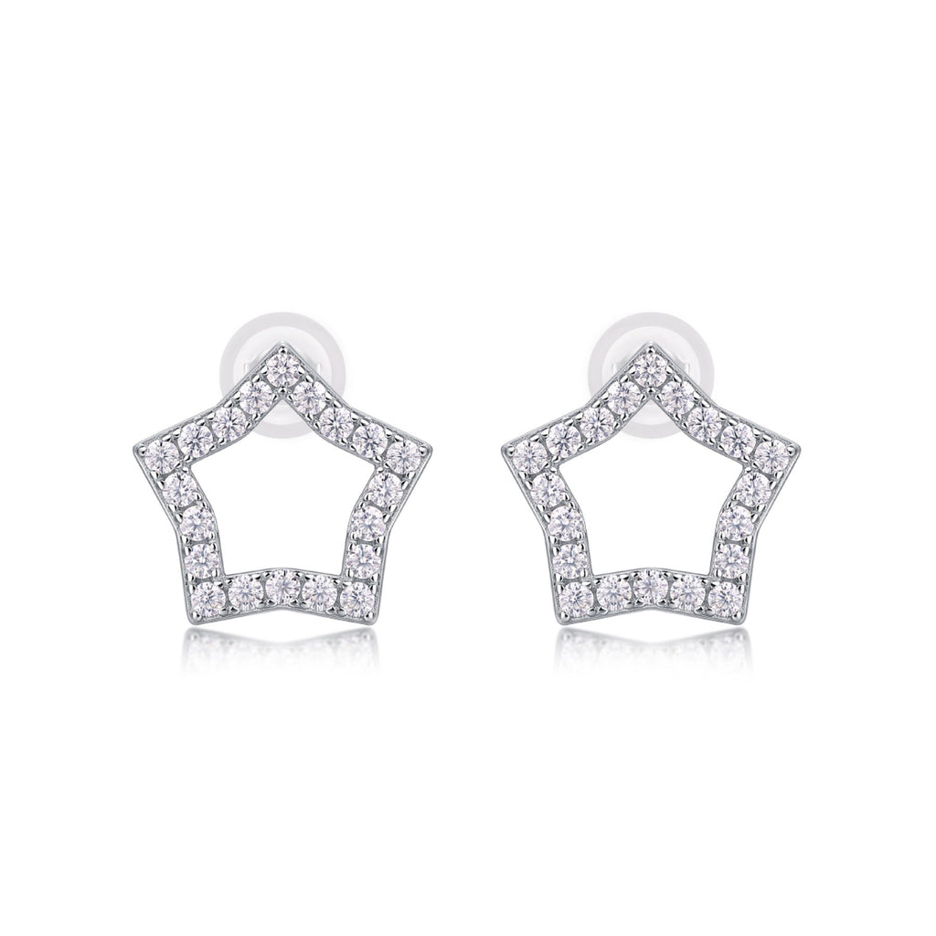 Estella Moissanite Star Stud Earrings in Sterling Silver