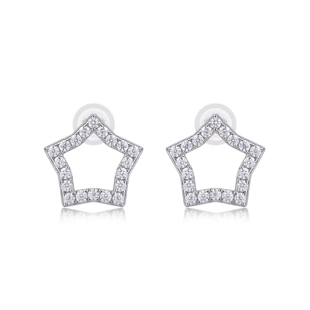 Estella Moissanite Star Stud Earrings in Sterling Silver