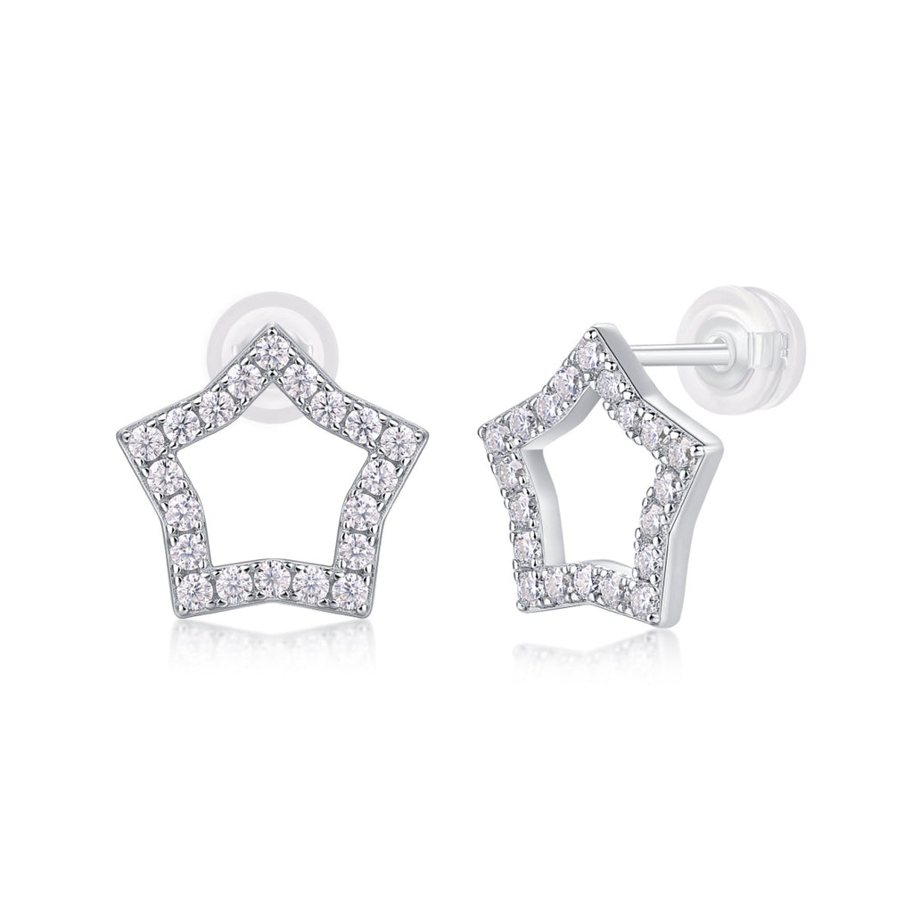 Estella Moissanite Star Stud Earrings in Sterling Silver