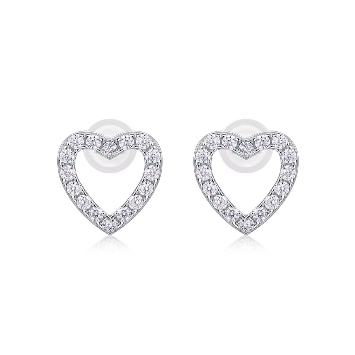 Coeurette Moissanite Heart Stud Earrings in Sterling Silver