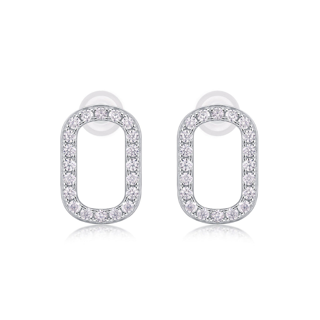 Cameo Moissanite Oval Stud Earrings in Sterling Silver