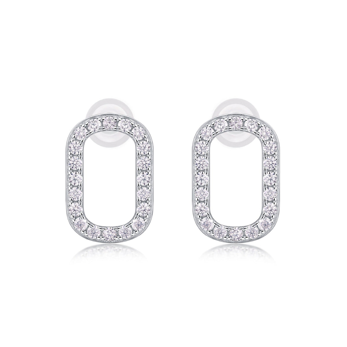Cameo Moissanite Oval Stud Earrings in Sterling Silver