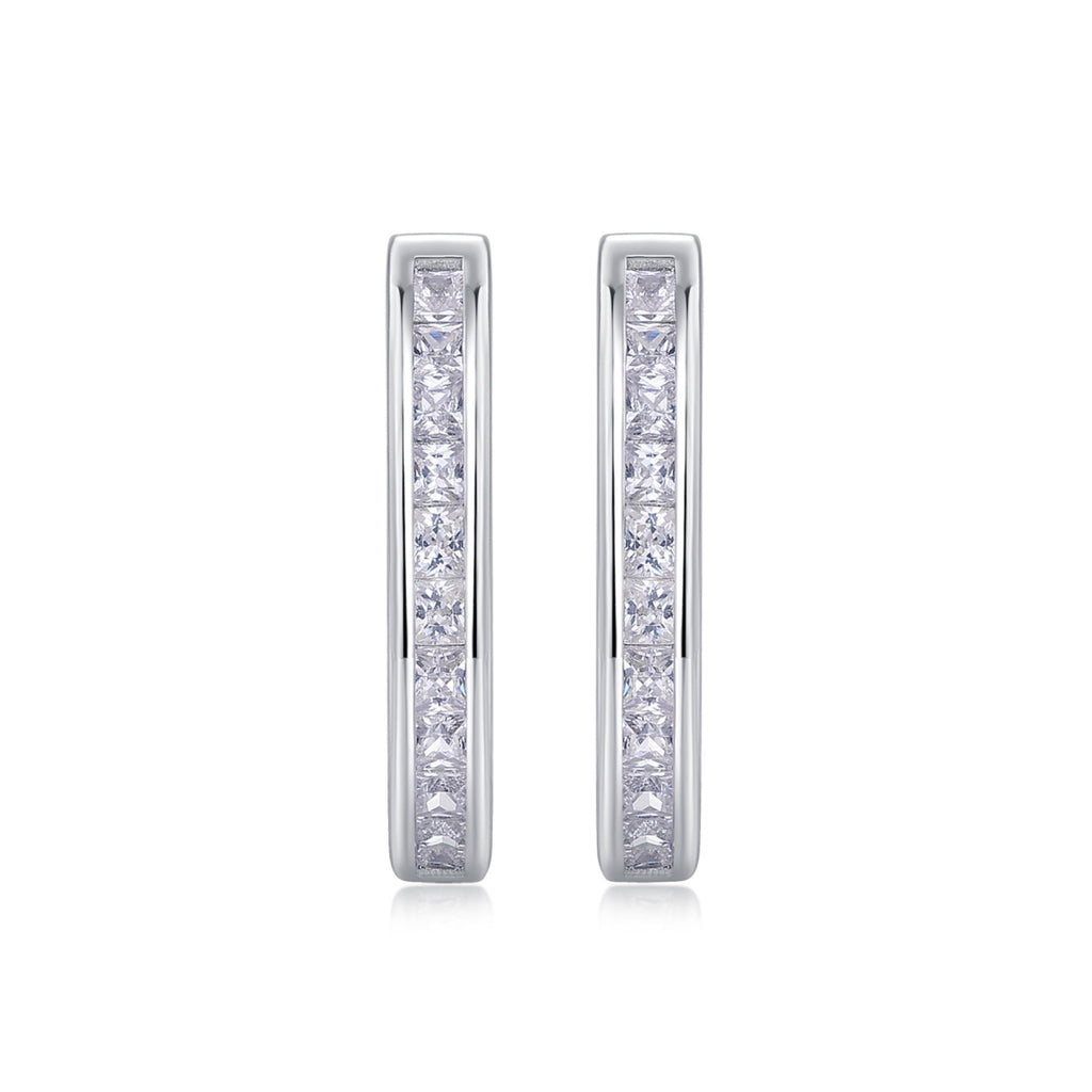 Arch Moissanite Baguette Huggie Hoop Earrings in Sterling Silver