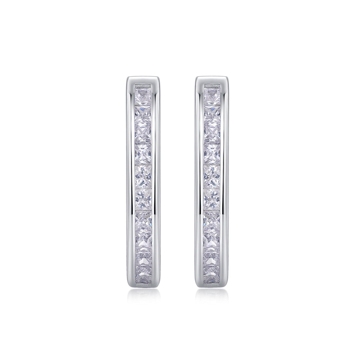 Arch Moissanite Baguette Huggie Hoop Earrings in Sterling Silver