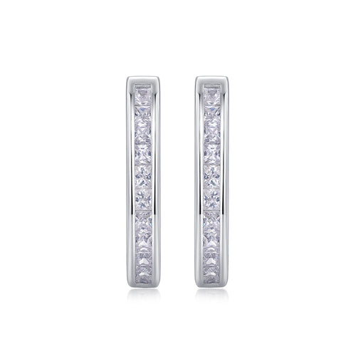 Arch Moissanite Baguette Huggie Hoop Earrings in Sterling Silver