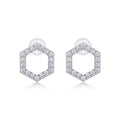 Hexa Moissanite Hexagon Stud Earrings in Sterling Silver