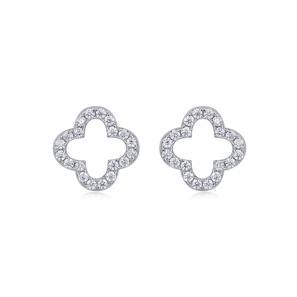 Verdi Moissanite Clover Stud Earrings in Sterling Silver