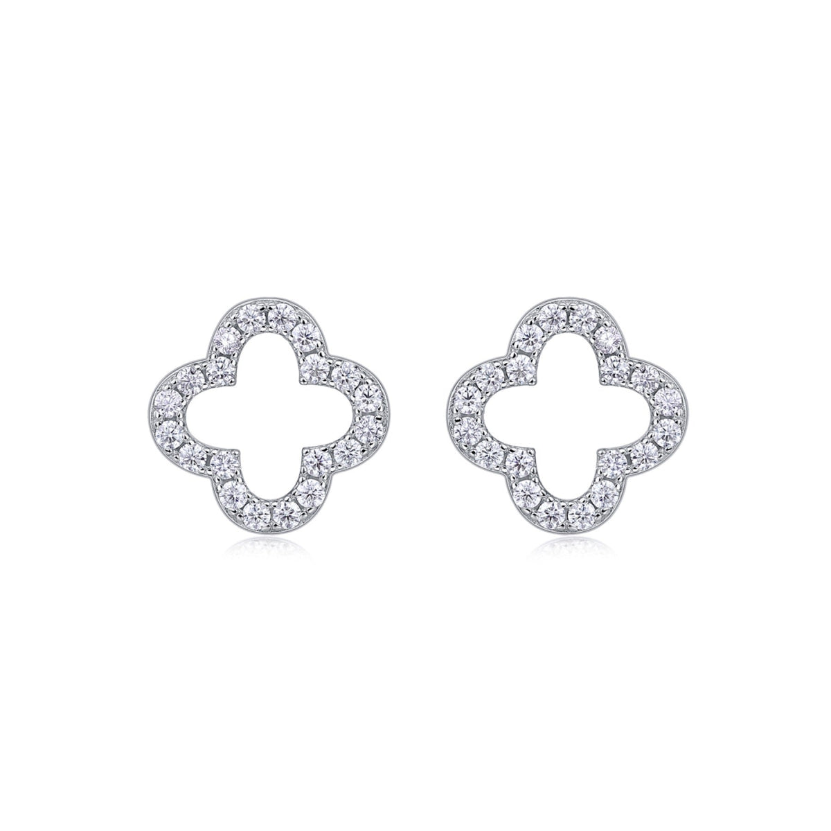 Verdi Moissanite Clover Stud Earrings in Sterling Silver