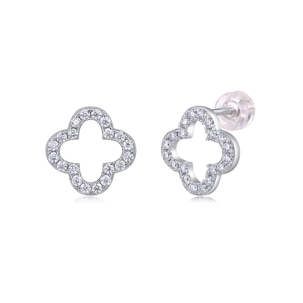 Verdi Moissanite Clover Stud Earrings in Sterling Silver