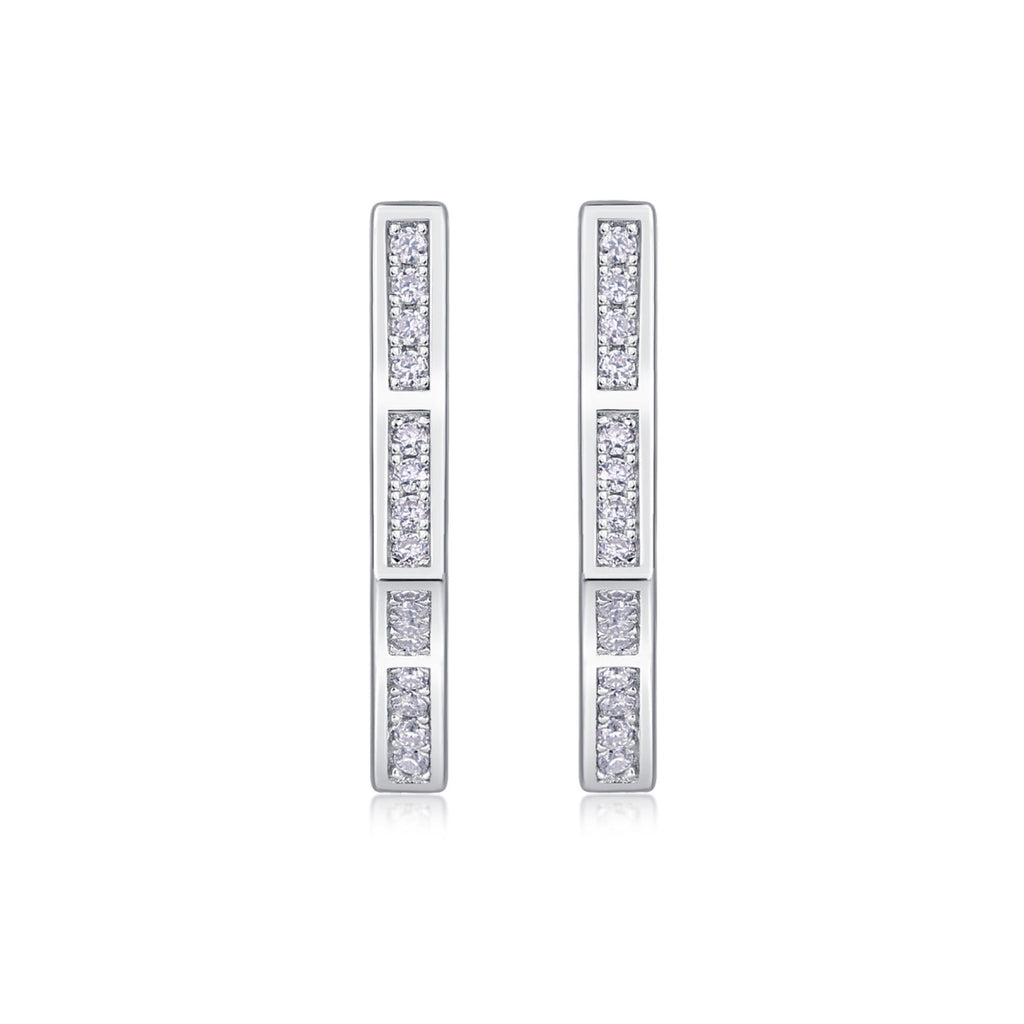 Vertex Moissanite Huggie Hoop Earrings in Sterling Silver