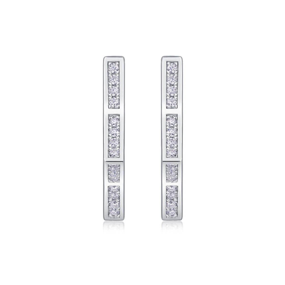 Vertex Moissanite Huggie Hoop Earrings in Sterling Silver