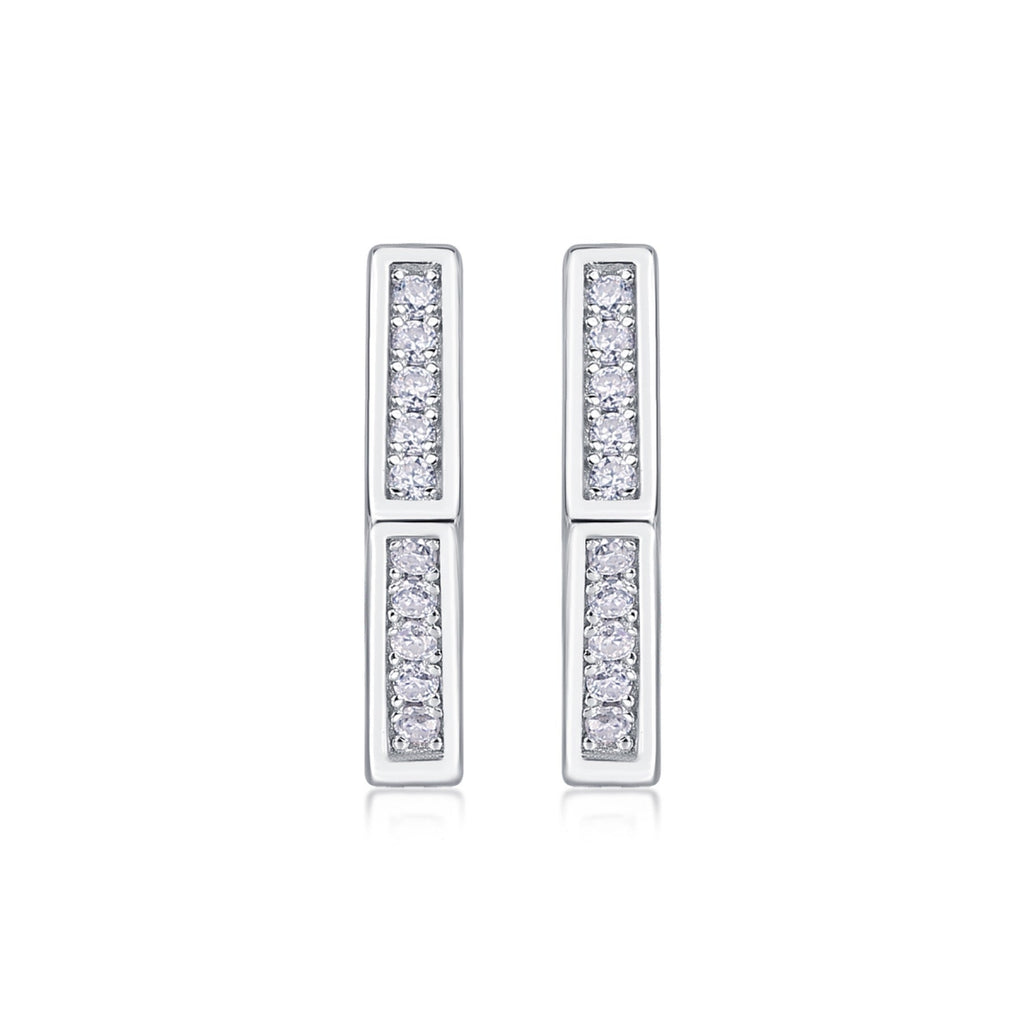 Comb Moissanite Hexagon Huggie Hoop Earrings in Sterling Silver