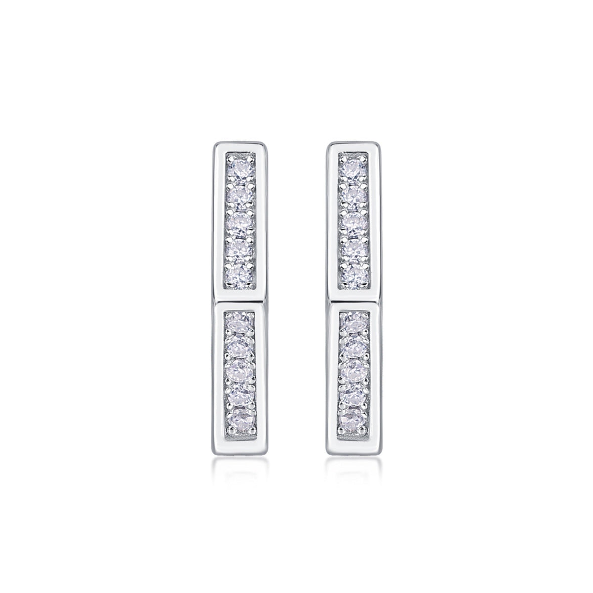 Comb Moissanite Hexagon Huggie Hoop Earrings in Sterling Silver
