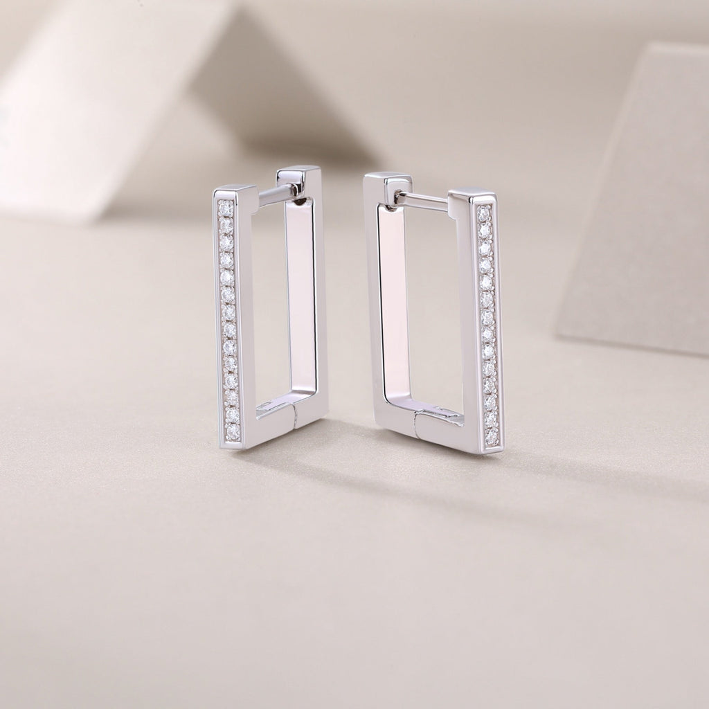 Linq Moissanite Huggie Hoop Earrings in Sterling Silver