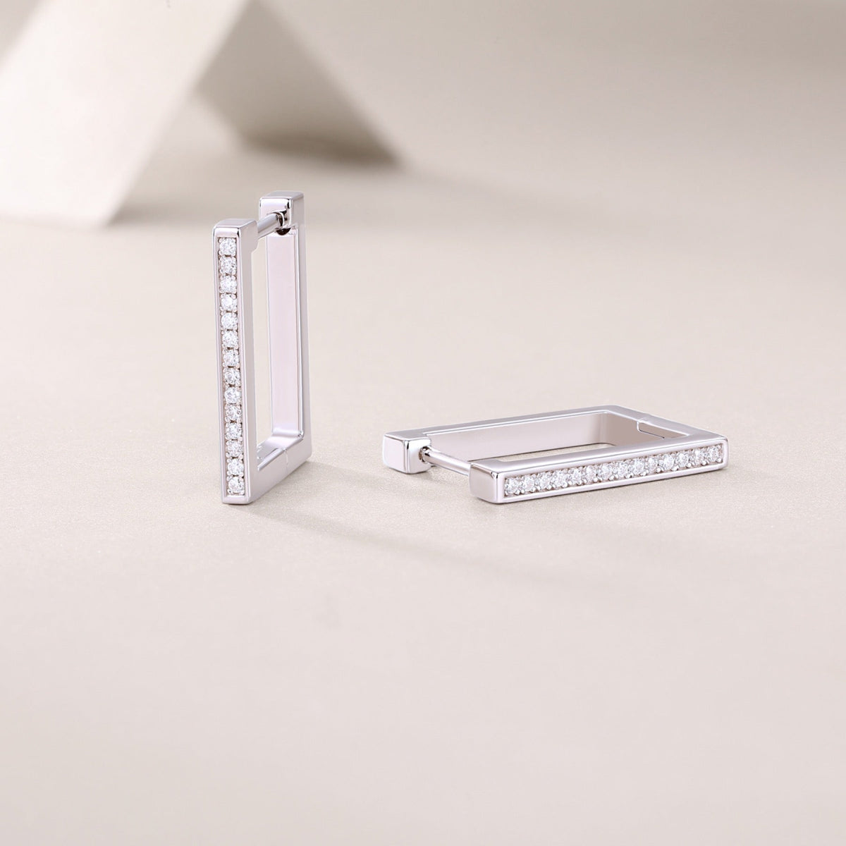 Linq Moissanite Huggie Hoop Earrings in Sterling Silver