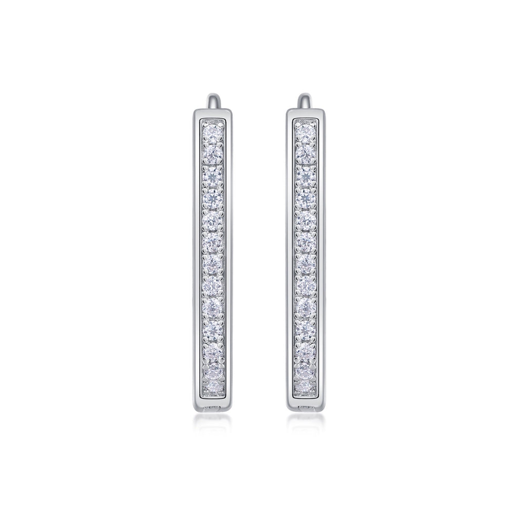 Oblong Moissanite Huggie Hoop Earrings in Sterling Silver