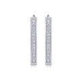 Oblong Moissanite Huggie Hoop Earrings in Sterling Silver