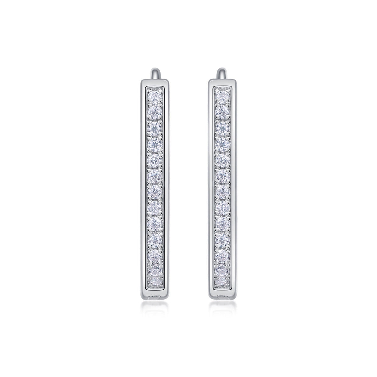 Oblong Moissanite Huggie Hoop Earrings in Sterling Silver