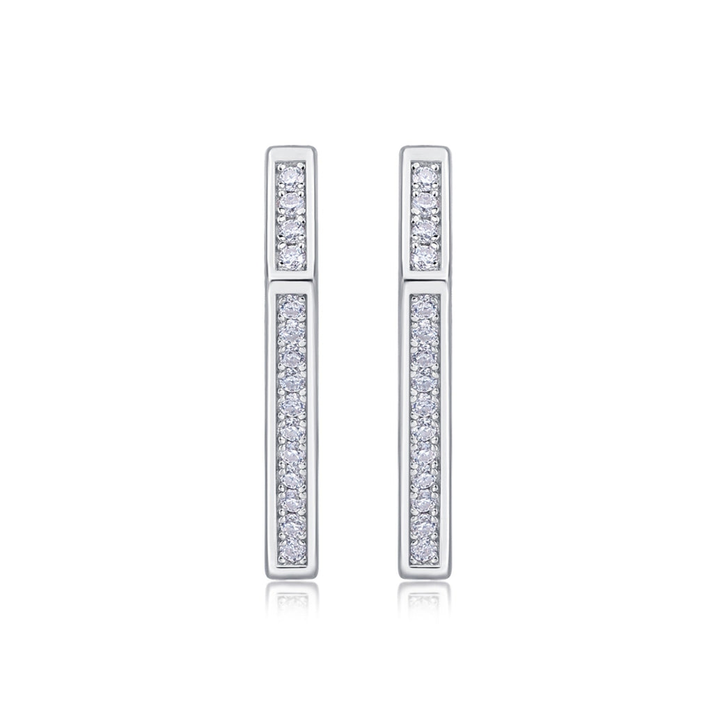 Chevron Moissanite Huggie Hoop Earrings in Sterling Silver