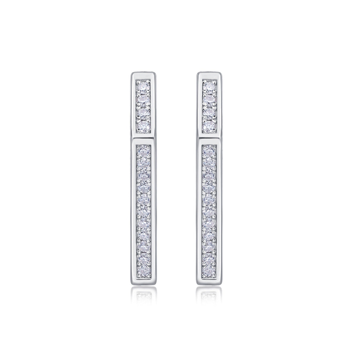 Chevron Moissanite Huggie Hoop Earrings in Sterling Silver