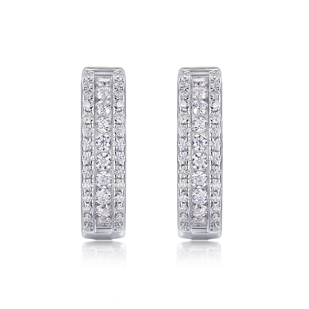 Twill Moissanite Huggie Hoop Earrings in Sterling Silver