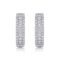 Twill Moissanite Huggie Hoop Earrings in Sterling Silver