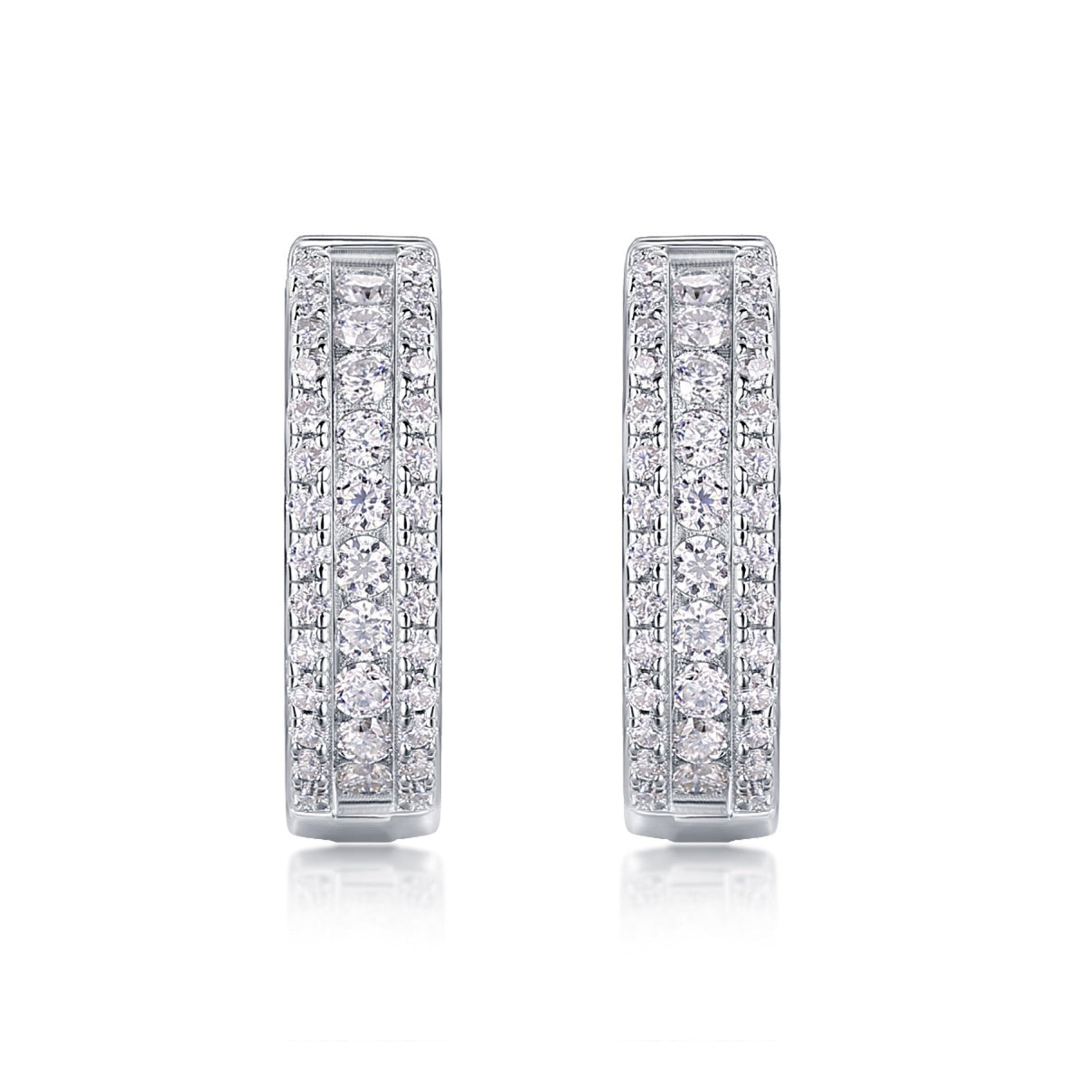 Twill Moissanite Huggie Hoop Earrings in Sterling Silver