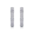 Banded Moissanite Huggie Hoop Earrings in Sterling Silver