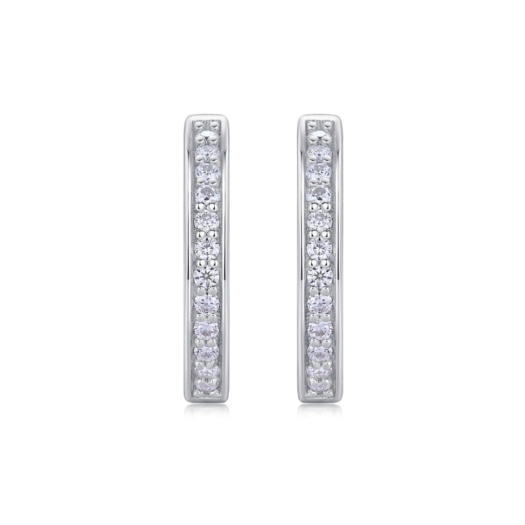 Sleek Moissanite Huggie Hoop Earrings in Sterling Silver