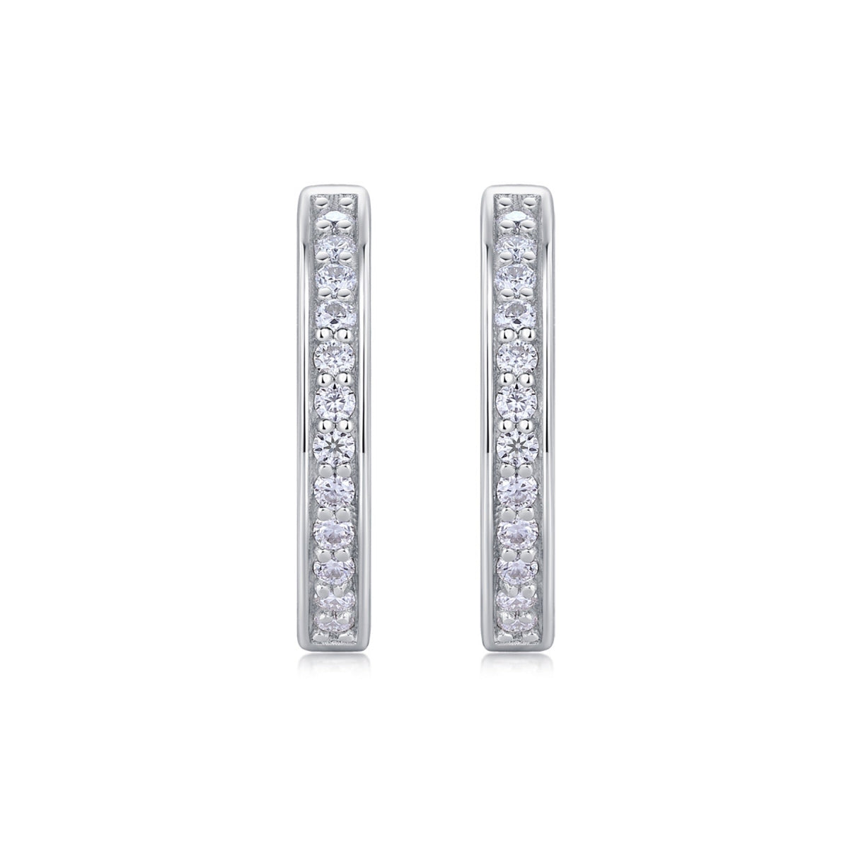 Sleek Moissanite Huggie Hoop Earrings in Sterling Silver