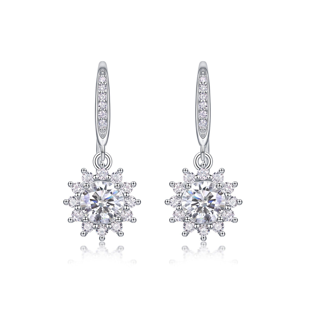 Helia 0.5 Carat Moissanite Starburst Drop Earrings in Sterling Silver