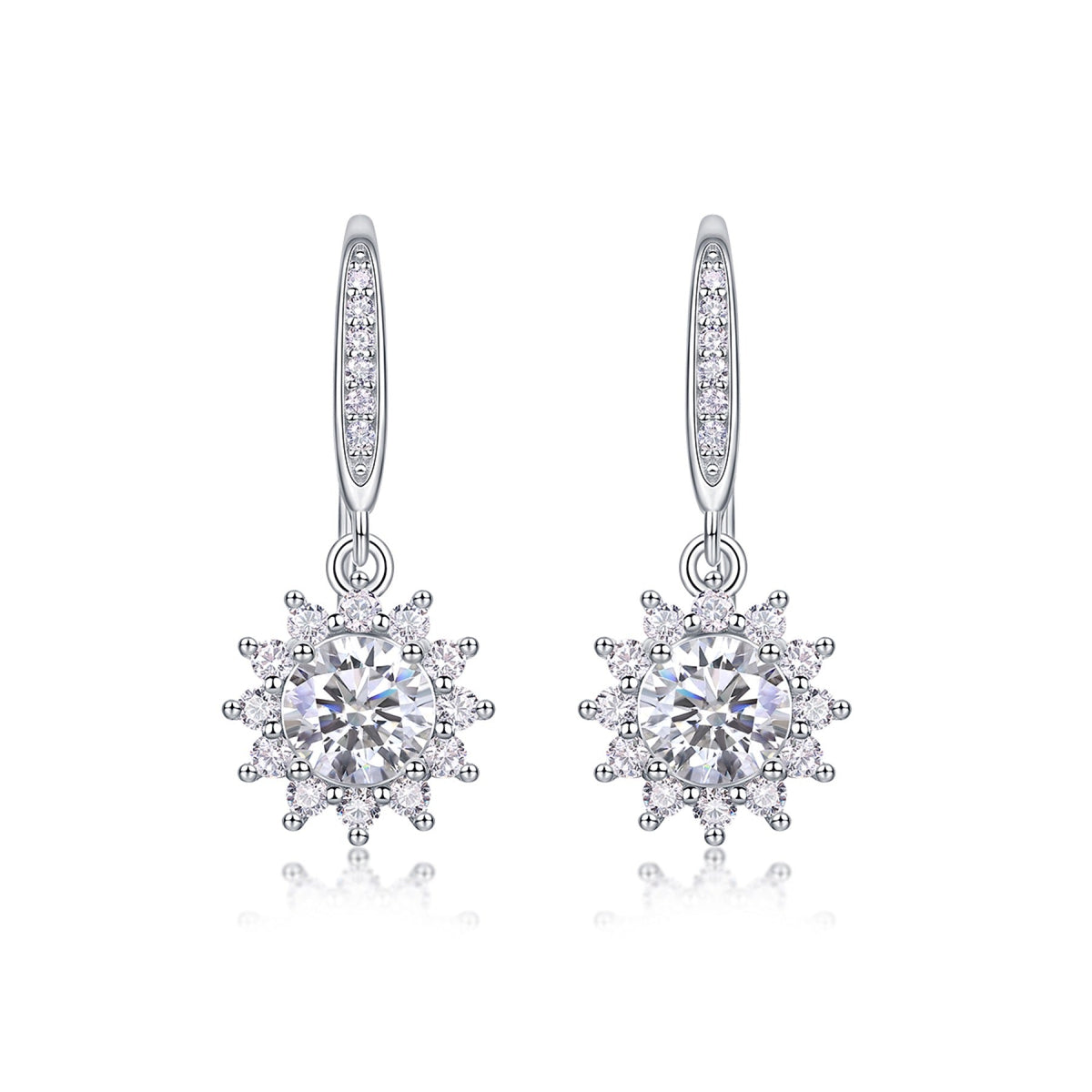 Helia 0.5 Carat Moissanite Starburst Drop Earrings in Sterling Silver