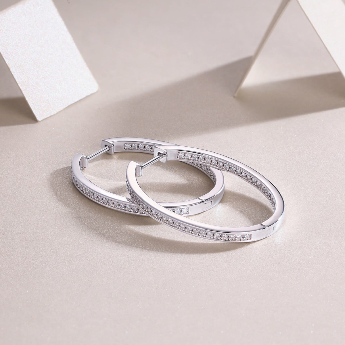 Aura Moissanite Hoop Earrings in Sterling Silver