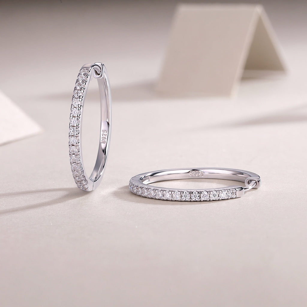 Lustre Moissanite Hoop Earrings in Sterling Silver
