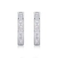 Deco Moissanite Baguette Hoop Earrings in Sterling Silver
