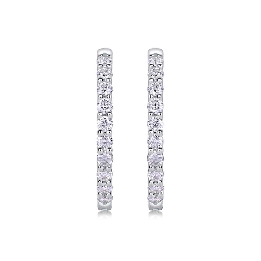 Ligne Moissanite Baguette Hoop Earrings in Sterling Silver