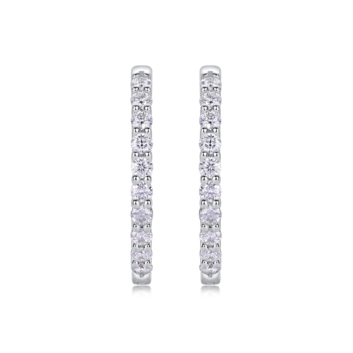 Ligne Moissanite Baguette Hoop Earrings in Sterling Silver
