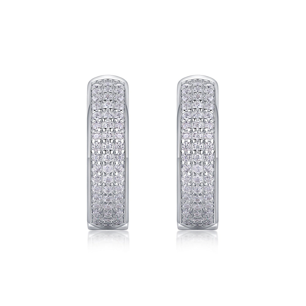 Magnum Moissanite Huggie Hoop Earrings in Sterling Silver