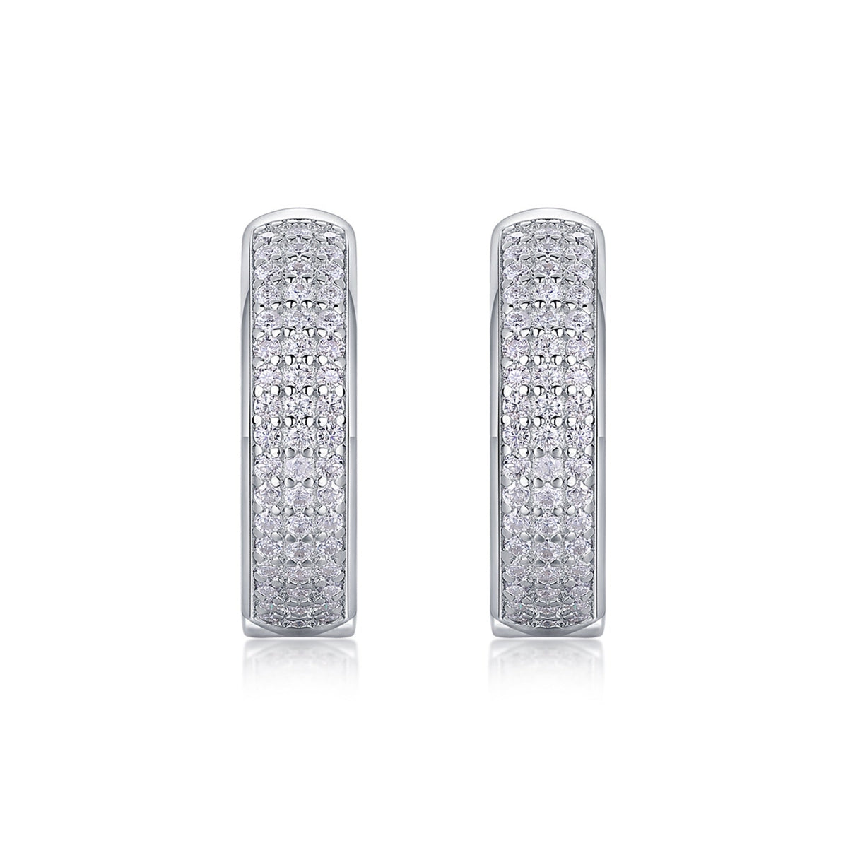 Magnum Moissanite Huggie Hoop Earrings in Sterling Silver
