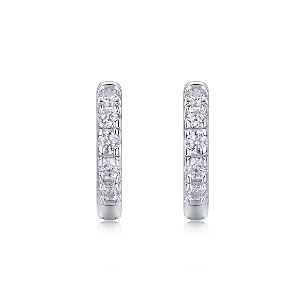 Beadline Moissanite Huggie Hoop Earrings in Sterling Silver