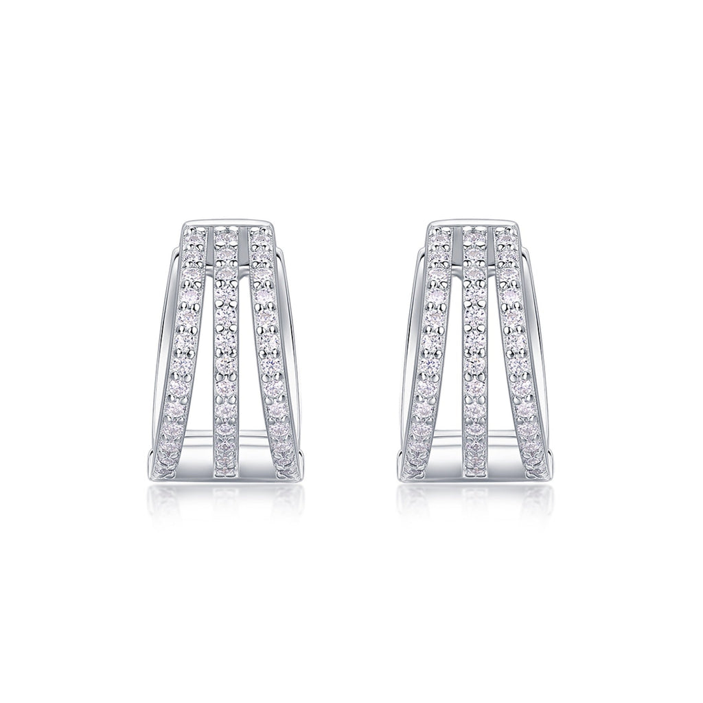Cleave Moissanite Huggie Hoop Earrings in Sterling Silver