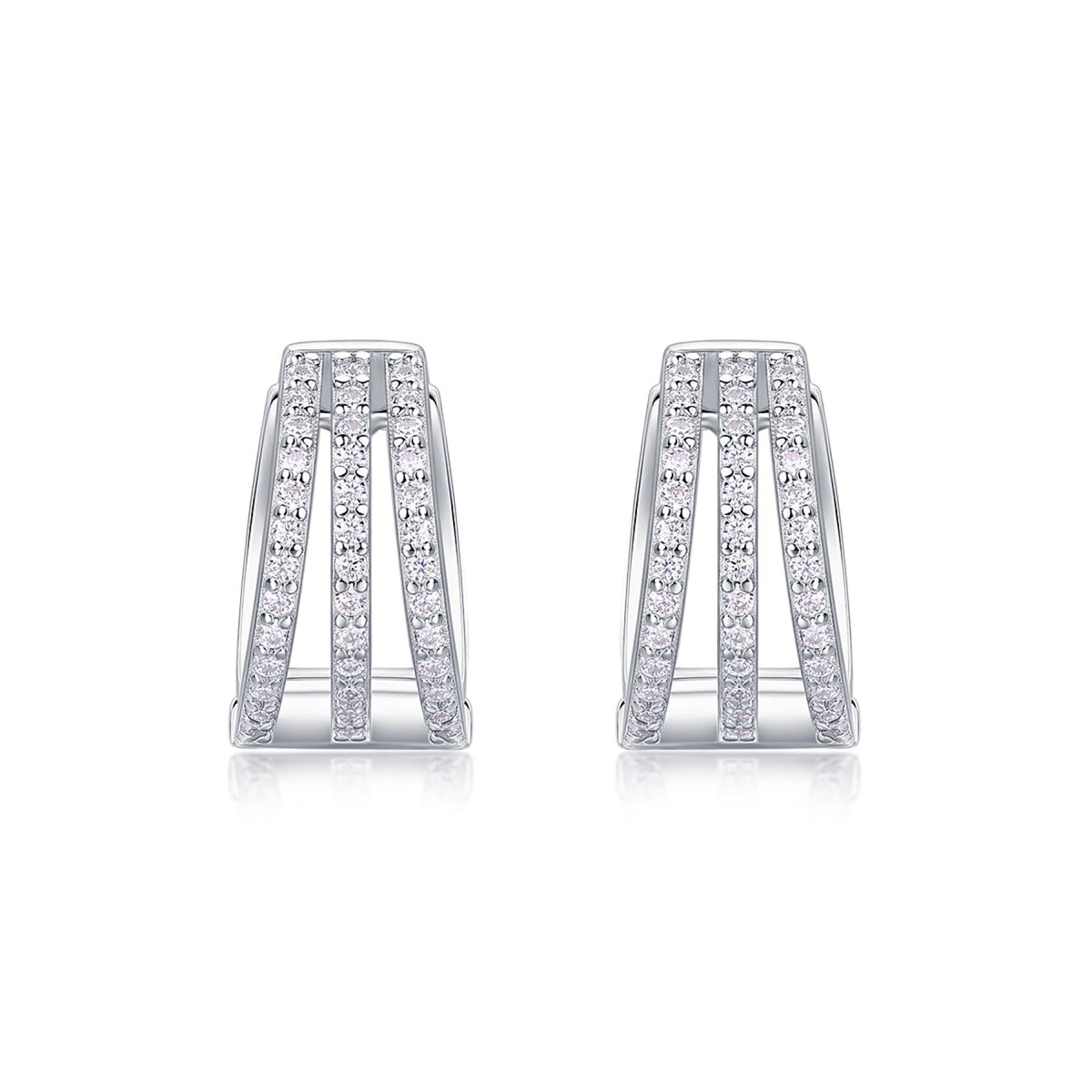 Cleave Moissanite Huggie Hoop Earrings in Sterling Silver