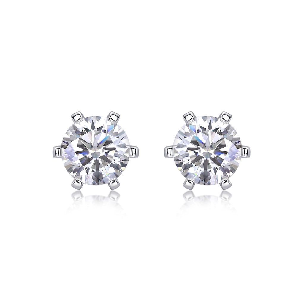 Solace 1 Carat Moissanite Stud Earrings in Sterling Silver