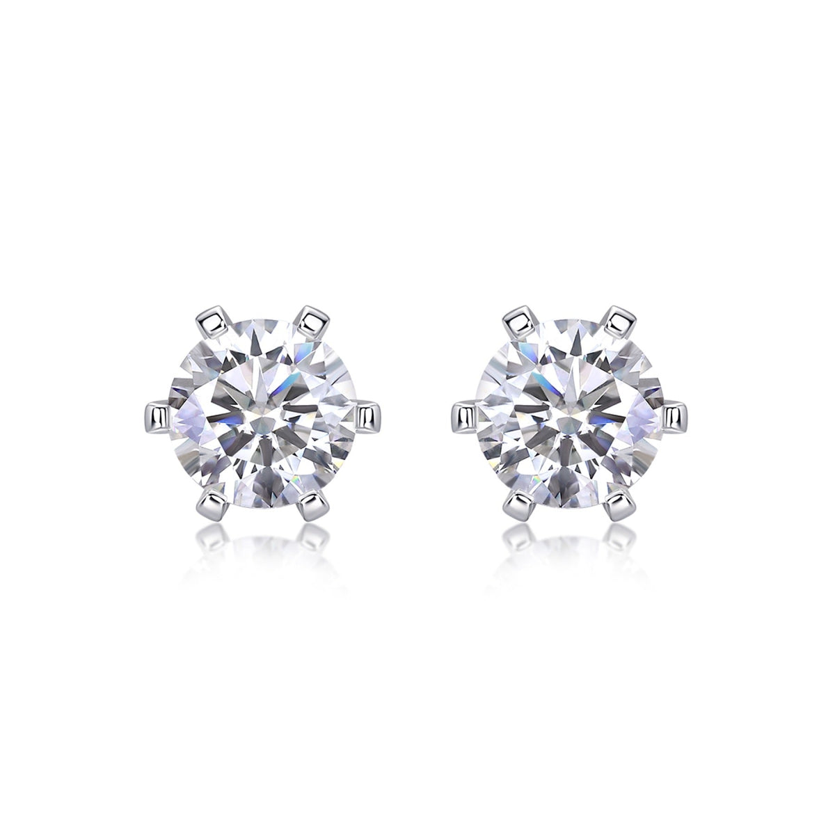 Solace 1 Carat Moissanite Stud Earrings in Sterling Silver