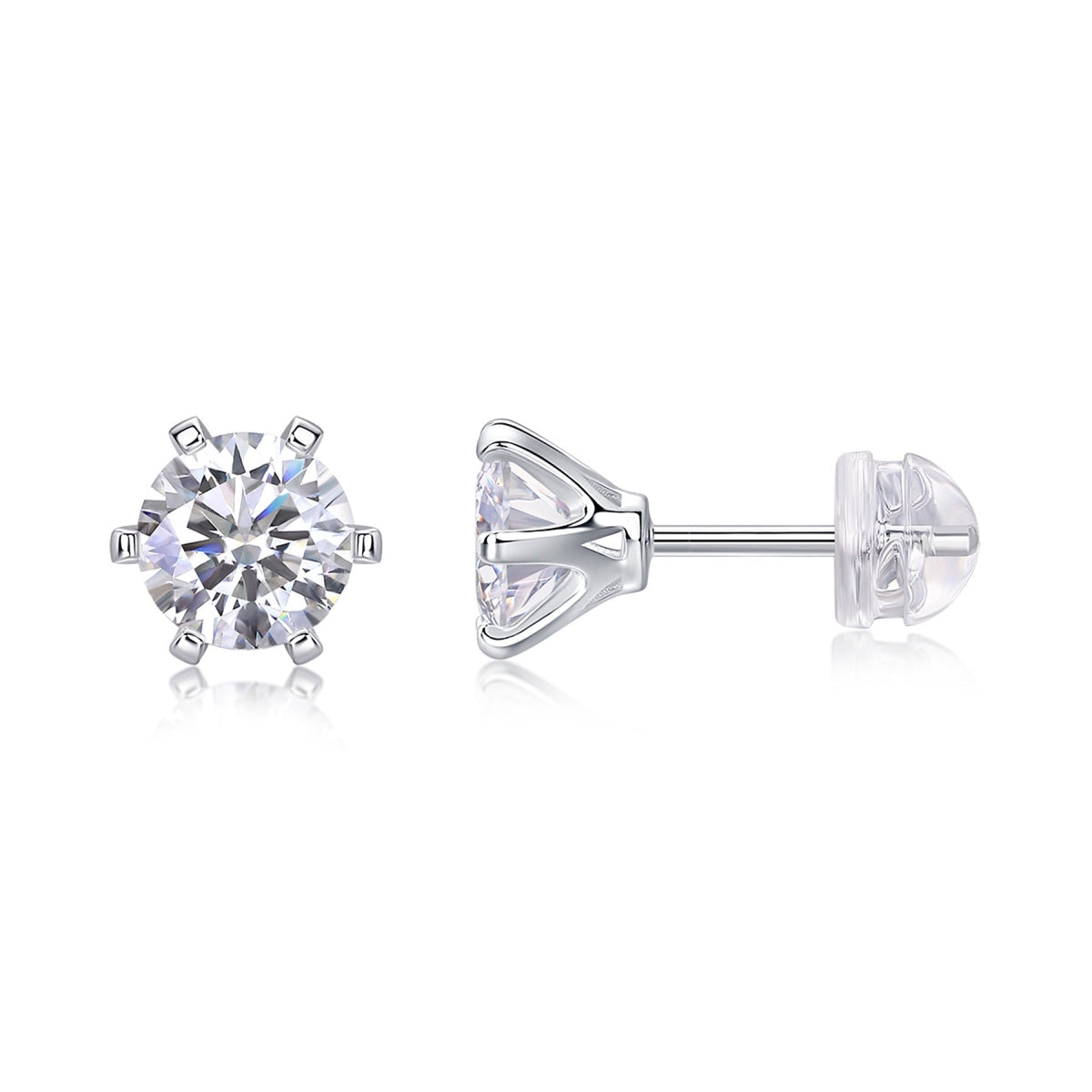Solace 1 Carat Moissanite Stud Earrings in Sterling Silver