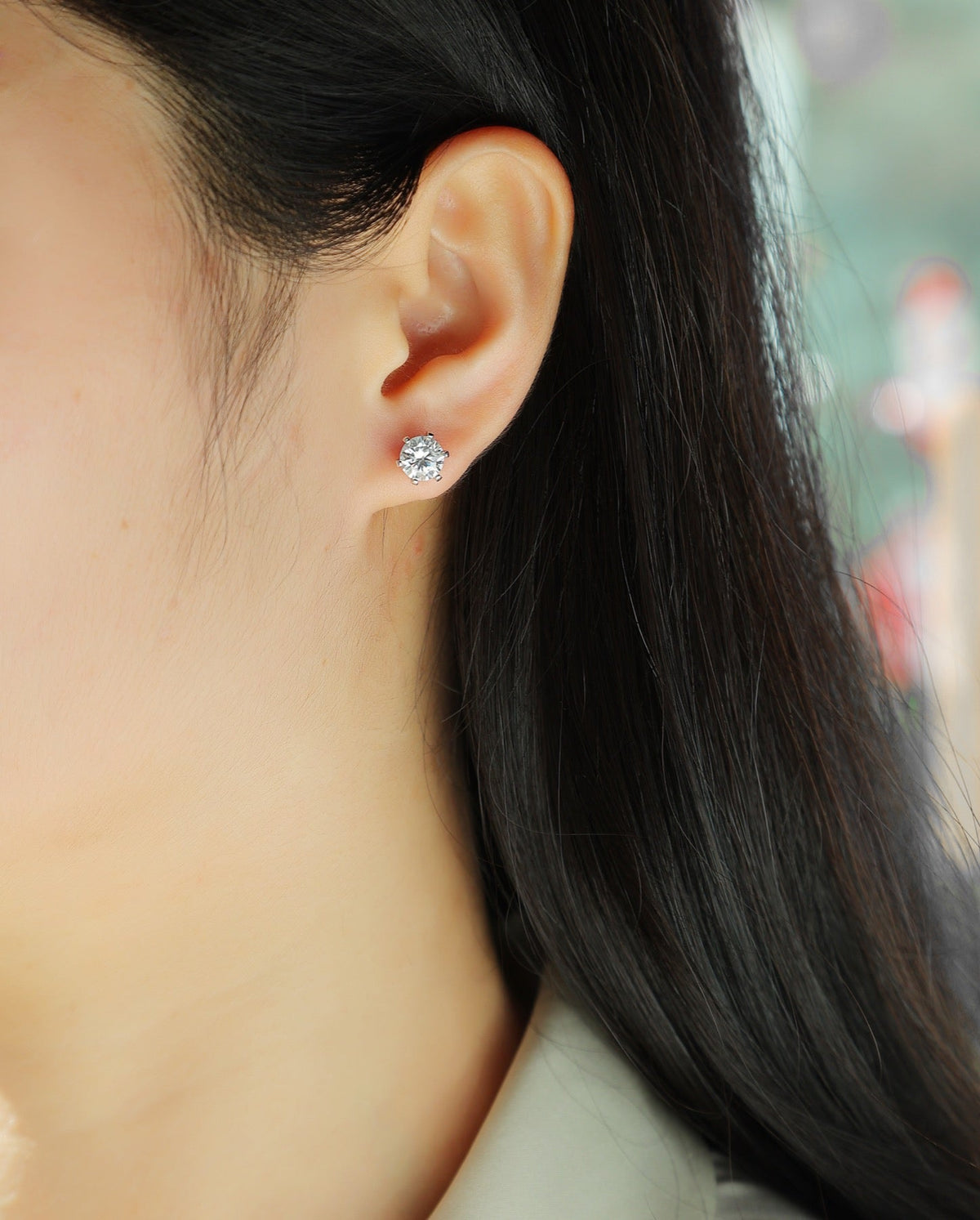 Solace 1 Carat Moissanite Stud Earrings in Sterling Silver